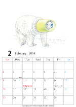 2014年オリジナルカレンダー1-2｜ホッキョクグマと三角コーン