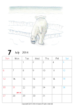 2014年オリジナルカレンダー1-7｜ホッキョクグマと三角コーン