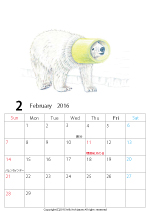 2015年オリジナルカレンダー1-2｜ホッキョクグマと三角コーン
