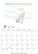 2015年オリジナルカレンダー1-7｜ホッキョクグマと三角コーン