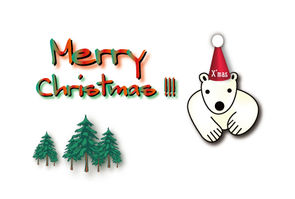 オリジナルクリスマスカードシロクマ5｜ホッキョクグマと三角コーン